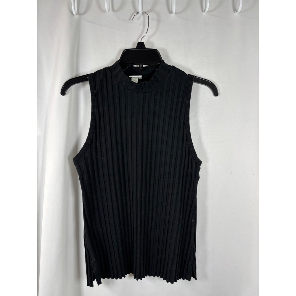 A New Day Womens Black Ribbed Mock Neck Sleeveless Tank Top Small RN17730